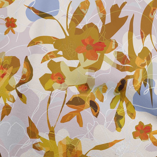 oneOone Polyester Spandex Dark Mustard Fabric Abstract Ink Texture Fabric For Sewing Printed Craft Fabric By The Yard 56 Inch Wide