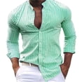 thumbnail image 1 of RXIRUCGD Cardigan à Boutons Imprimé Décontracté pour Homme, Manches Longues, Col Montant, Chemisier Chemise Hauts, Vert, Taille : L, 1 of 5