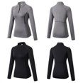 thumbnail image 3 of Femmes Entrainement à Glissière Chemises à Manches Longues Yoga Running Tops Quart Zip Pull-Over Exercice T-Shirts Rouge S, 3 of 5