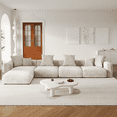 thumbnail image 1 of The Magic Home Canapé Sectionnel Modulaire Convertible en Velours Côtelé en Forme de L à 4 Places, Beige, 1 of 8
