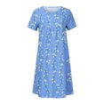 thumbnail image 4 of Pisexur Robe à Manches Courtes à Col Rond pour Femme Été Décontractée Col Rond Manches Courtes Plissée Imprimée Robes Femme Robe, 4 of 5