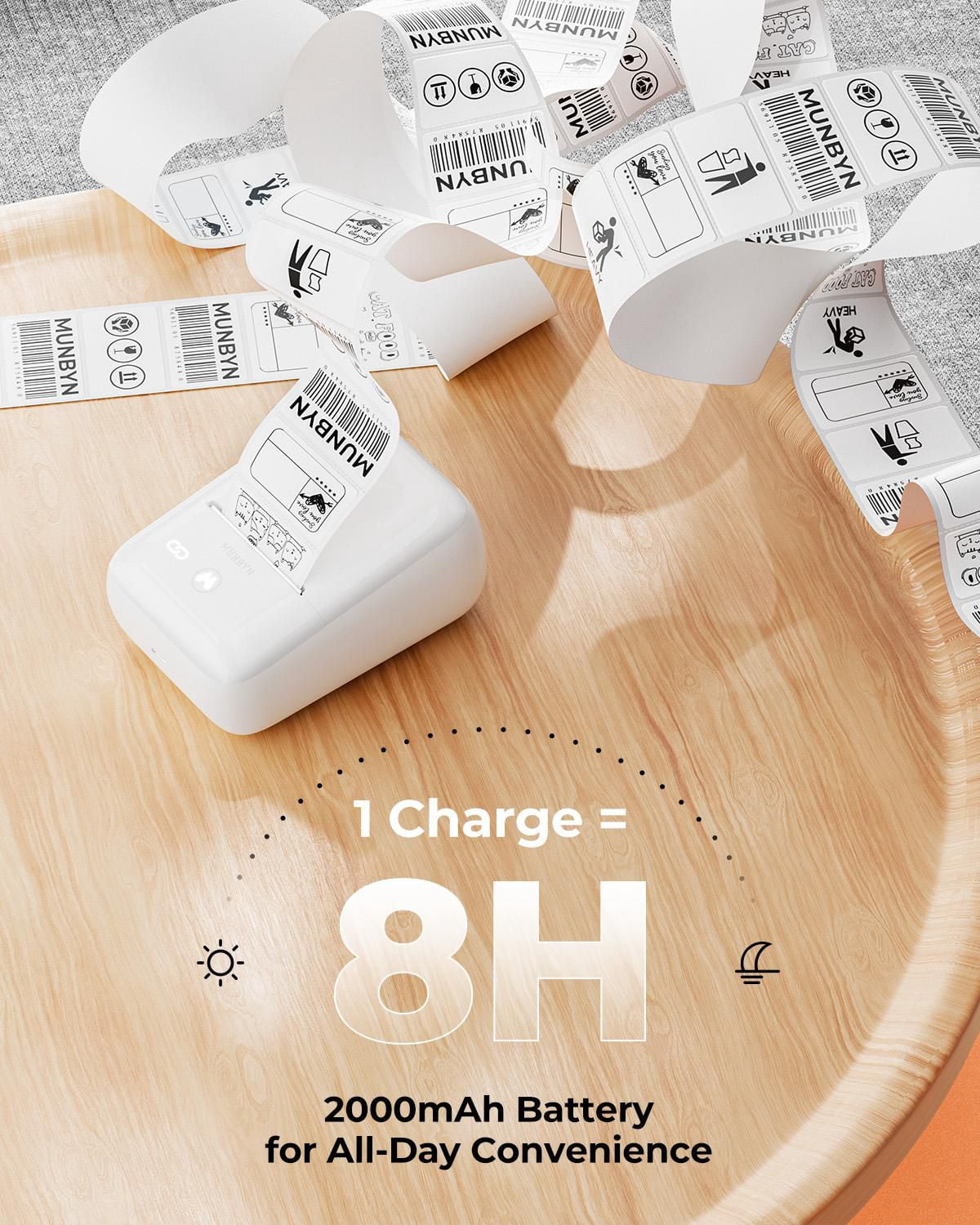 MUNBYN FM226 Bluetooth Portable Label Maker - White
