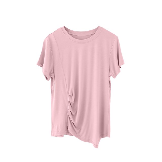 Birdeem Womens Round Neck Not Irregular Solid Color Short Sleeved Loose T-Shirt Short Sleeved Round Neck Top/Shirt