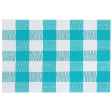 Vinyl Placemat (Plaid) (Teal) - Set of 12