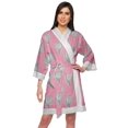 thumbnail image 1 of Moomaya Cotton Printed Robe For Women Kimono Getting Ready Bridesmaid Lace Robes, 1 of 6