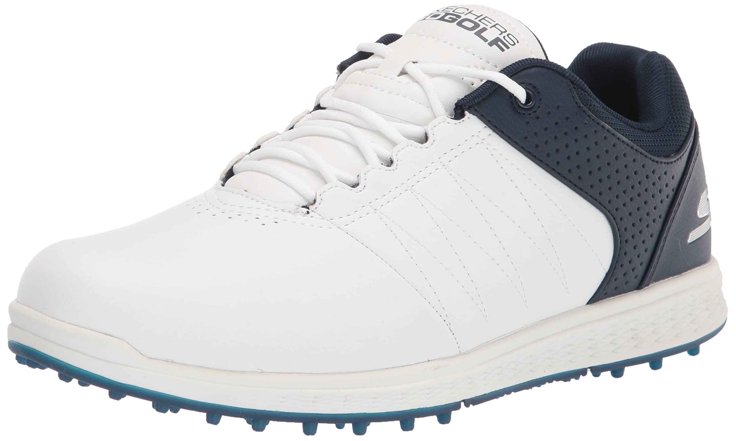 Skechers Men's Pivot Spikeless Golf Shoe, White/Navy, 13