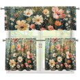 thumbnail image 1 of Wild Flowers Kitchen Curtains Set, Kitchen Curtains and Valances Set European Style Window Valance Set European Style Curtains for Cafe European Style Curtains for Dining Room, 1 of 5