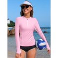 thumbnail image 4 of Charmo Women's Long Sleeve Swim Shirts,Zipper Rash Guard Quick Dry Swimsuit Tops,Athletic Workout Running Tops UPF 50+, 4 of 7