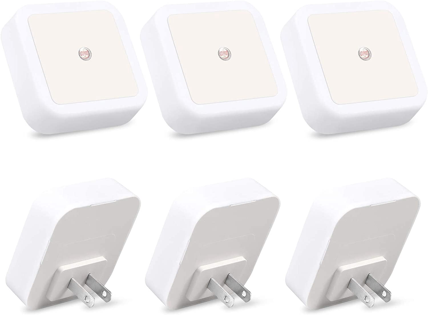 LED Night Lights with Smart Sensor, Self Dimming Light Dusk to Dawn, Smart Wall Night Lamp ,Compact Night Light, 0.5W Plug in Out Nightlight, Cool White, 6-Pack