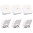 thumbnail image 1 of LED Night Lights with Smart Sensor, Self Dimming Light Dusk to Dawn, Smart Wall Night Lamp ,Compact Night Light, 0.5W Plug in Out Nightlight, Cool White, 6-Pack, 1 of 7
