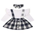 thumbnail image 1 of Enfants de Noël Bébé Fille 3PCS Vêtements Ensemble Dentelle Hauts Solides Robe à Carreaux Tenue Rouge 1-2 Ans, 1 of 8