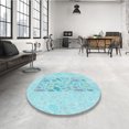 thumbnail image 4 of Ahgly Company Machine Washable Indoor Rectangle Transitional Blue Diamond Blue Area Rugs, 3' x 5', 4 of 7