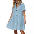 thumbnail image 2 of Pisexur Robes Femmes Belle Robe d'Été pour Femmes Décontractée Sans Manches à Col Rond à Lacets Robe Plissée Bleu,G, 2 of 9