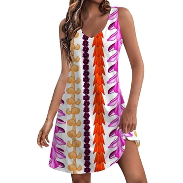 Pisexur Robes d'Été pour Femmes 2024 Plage Décontractées Sans Manches Robe Midi Imprimé Floral Débardeur Ample Robe Soleil avec Poche P-2TG