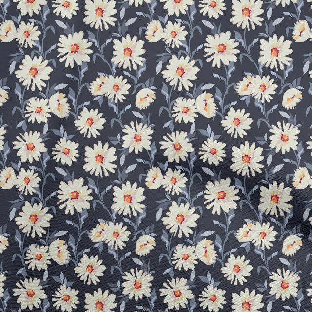 oneOone Tissu en Coton Flex Bleu Marine Floral Rétro Tissu pour Robe Tissu Imprimé au Mètre 40 Pouces de Large