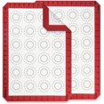 thumbnail image 1 of U-Taste Tapis de Cuisson en Silicone Résistant à la Chaleur pour Macarons, Feuille de Cuisson Réutilisable Antiadhésive avec Cercle de Mesure pour Four (Taille Demi-Feuilles, Lot de 2, Rouge), 1 of 8