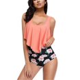 thumbnail image 1 of Women 2Pcs Padded Ruffle Strappy Crop Tops High Waist Bikini Set Swimsuit Swimwear Summer, 1 of 2