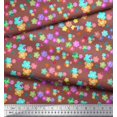thumbnail image 3 of Soimoi Tissu en Poly Georgette Marron Imprimé Insectes & Floral 1 Yard 52 Pouces de Large, 3 of 3