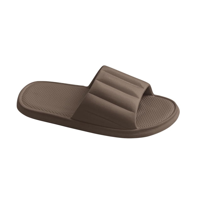 Mens and Womens Home Slippers Simplicity Solid Color Quick Drying Soft Sole Comfortable Non-Slip Indoor and Outdoor EVA Slippers Coffee-02