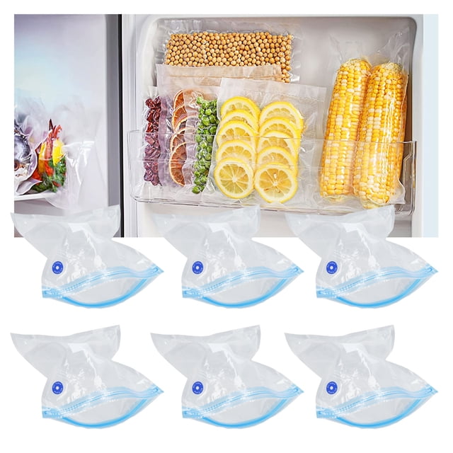 Vacuum Storage Bags, 6 Pack Reusable Thick PE PA Sealed Bags for Clothes Food Storage, with Suction Pump to Save Space, Dust Proof