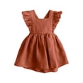 thumbnail image 1 of AJIWYH Robe d'Été pour Fillettes Manches Volantes en Lin Coton Imprimé Uni Robe Dos Nu Princesse Mignonne Rouge, 3-4 Ans, 1 of 3