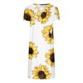 thumbnail image 4 of Pisexur Robe d'Été pour Femmes 2023 à Col en V à Manches Courtes Florale Décontractée de Plage Robes Imprimé Tournesol une Robe Midi en Lin, 4 of 5