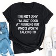 thumbnail image 1 of RXIRUCGD Chemises pour Femmes Mode Été Décontracté Col Rond Imprimé Lettre Manches Courtes T-Shirt Noir Tops pour Femmes, 1 of 7