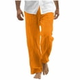 thumbnail image 1 of WRKEKC Casual Pants for Men Relaxed Fit Straight Leg Beach Pants with Drawstring and Pockets Solid Color for Summer Wear, 1 of 6