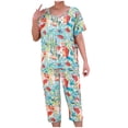 thumbnail image 1 of Pisexur Ensembles de Pyjama pour Femmes 2 Pcs Boho à Imprimé Floral Chemises de Nuit en Coton pour Femmes Décontractées Col Rond T-Shirts à Manches Courtes Hauts et Pantalons de Détente Longueur Genou Pyjamas Grande Taille pour Femmes Ensemble TG-4TG, 1 of 3