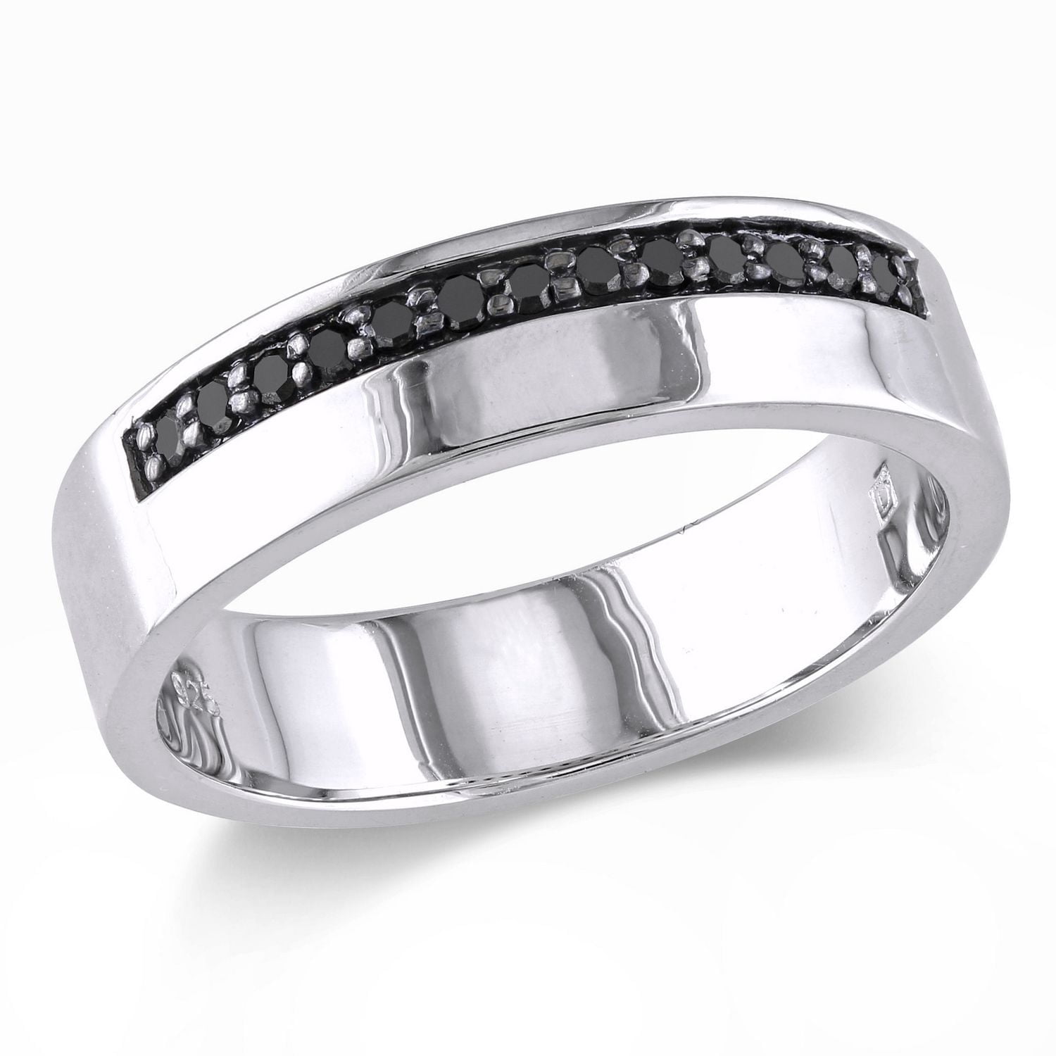 Asteria 1/5 Carat T.W. Black Diamond Sterling Silver Men's Ring