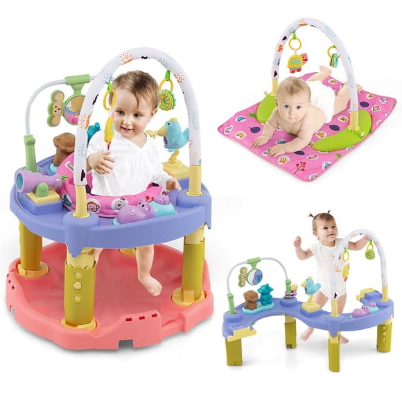 Costway Centre d'Activités 3-en-1 pour Bébé, Soucoupe Rebondissante pour Tout-Petit avec 3 Positions