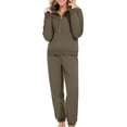 thumbnail image 1 of Timegard 2pc Sweatsuits for Women Outfits Half Zipper V Neck Long Sleeve Sweatshirt Cinch Bottom Sweatpants Workout Sets, 1 of 5