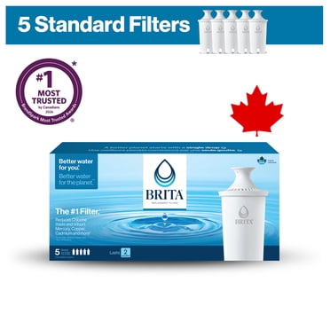 Filtre de rechange Brita standard, réduit les contaminants tout en conservant les minéraux sains, certifié par la WQA pour la réduction du chlore afin d’améliorer le goût de l’eau, fabriqué sans BPA