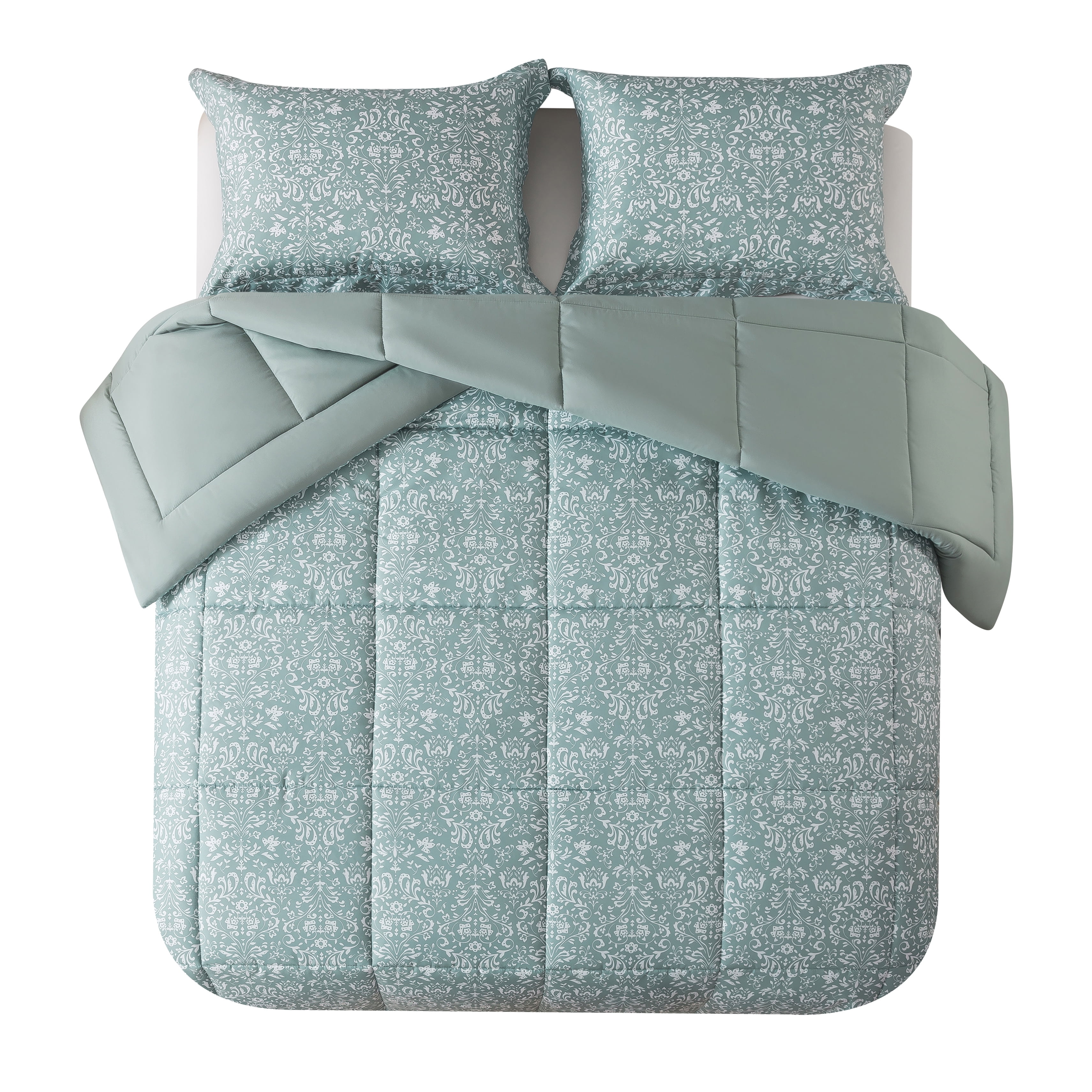 Mainstays – Ensemble de literie 7 pièces avec couette réversible et draps, double, motif Cabana Stripe
