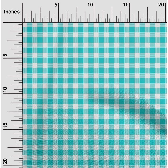 oneOone Polyester Lycra Fabric Gingham Check Decor Fabric Printed BTY 56 Inch Wide