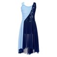 thumbnail image 3 of RUNQHUI Filles Enfants Sans Manches Ballet Lyrique Danse Contemporain Moderne Costumes Robe Asymétrique en Maille Bleu Marine 14, 3 of 7