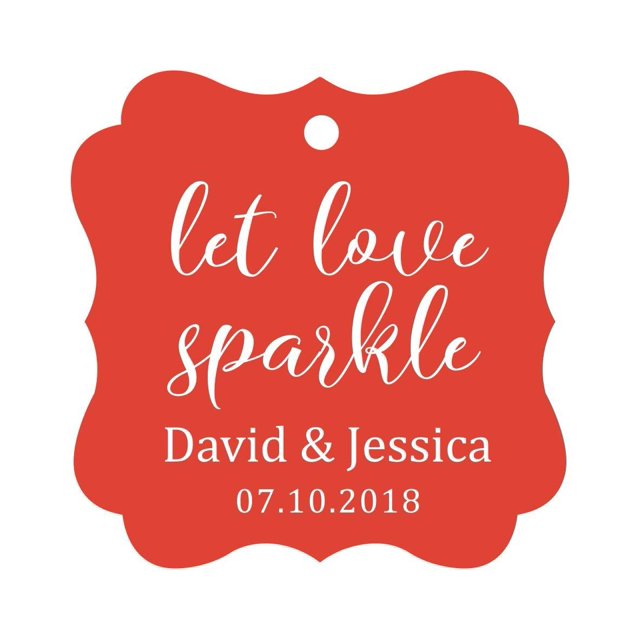 Darling Souvenir Personalized Fancy Frame Paper Tags Wedding Sparklers Let Love Sparkle Custom Hang Tags-Red-50 Tags