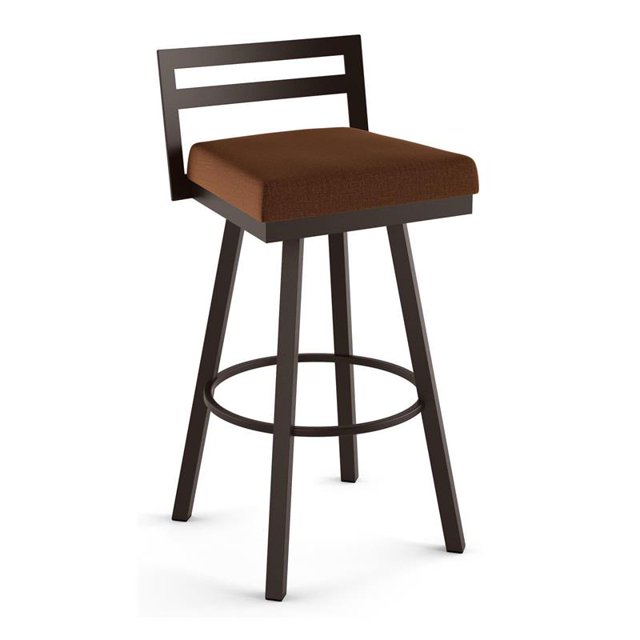 Amisco Derek 30.75" Polyester Swivel Bar Stool in Copper/Dark Brown