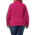 thumbnail image 3 of Agnes Orinda Women's Plus Size Jean Jacket Stitching Button Washed Denim Outerwear Coat 3X Hot Pink, 3 of 6