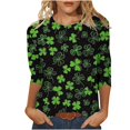 thumbnail image 2 of Mceream T-Shirt à Manches 3/4 pour la Saint-Patrick, Hauts pour Femmes, Printemps, Col Rond, T-Shirts Décontractés, Blouses à Imprimé Floral, T-Shirts Graphiques, Tenues d'Été, Hauts Bohèmes, Grande Taille, Chemises à Imprimé Trèfle, TTTG, 2 of 5