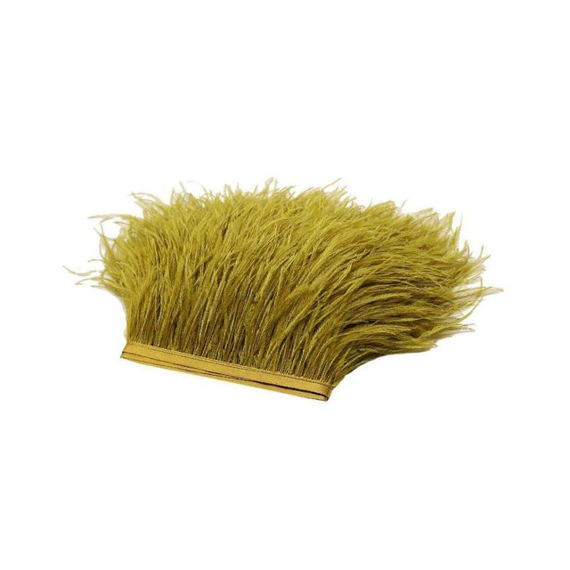 HLONK 1 Yard Dyed Ostrich Feather Fringe Trim Ribbon Embellishment Cream