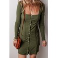thumbnail image 1 of a.Jesdani Vibrant Guac Green Ribbed Square Neck Top, Long Sleeve, 1 of 8