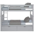 thumbnail image 4 of BEDSMART Solid Wood Twin Over Twin Bunk Bed With Storage | Gray, 4 of 7