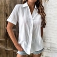 thumbnail image 4 of Hauts à Manches Courtes pour Femmes Été Femmes T-shirt Décontracté Uni à Manches Courtes Col Rabattu Boutons Cardigan Blouse Hauts, 4 of 9