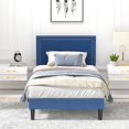 thumbnail image 1 of VECELO Twin/Full/Queen Bed Frame with Adjustable Height Upholstered Headboard, Strong Wood Slat Support, No Box Spring Needed, Dark Blue, 1 of 7