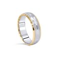 thumbnail image 2 of 14k Yellow & White Gold Two Tone 6mm Facet Cut Wedding Band Mens Ring, 2 of 3