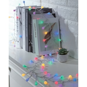 9-Foot Battery Operated Multicolor LED Frosted Globe Garland Lights, by EZ-Illuminations