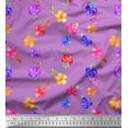 thumbnail image 1 of Soimoi Poly Georgette Fabric Dot,Leaves & Periwinkle Floral Print Sewing Fabric Yard 52 Inch Wide, 1 of 3