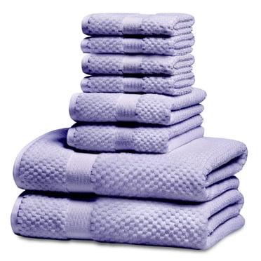 Kingrest Bath Towel Sets of 3 Pieces, 1 Bath Towels 1 Hand Towels 1 Washcloths, 100% Cotton Highly Absorbent Towels for Bathroom, Gym, Hotel - Light Purple