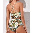 thumbnail image 3 of Women Two Piece Swimsuits High Waisted Ruffle Flounce Bikini V Neck Tummy Control Bathing Suit Green Leaves (XL, 3 of 6